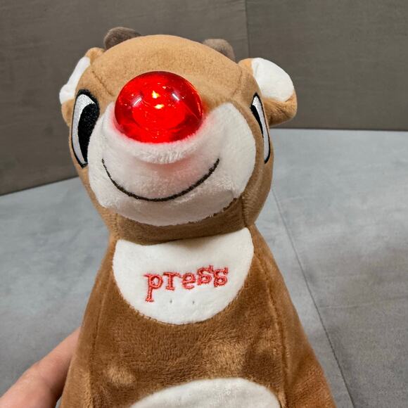 Rudloph Red Nosed Reindeer Plush Stuffed Animal Musical Light Up Nose Christmas - Picture 6 of 10